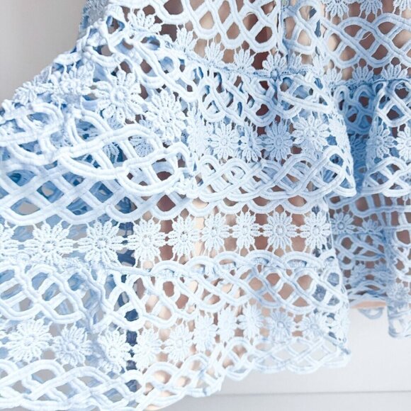 Lulu's Beauty and Lace  Light Blue Crochet Lace Mini Dress L - Picture 9 of 10